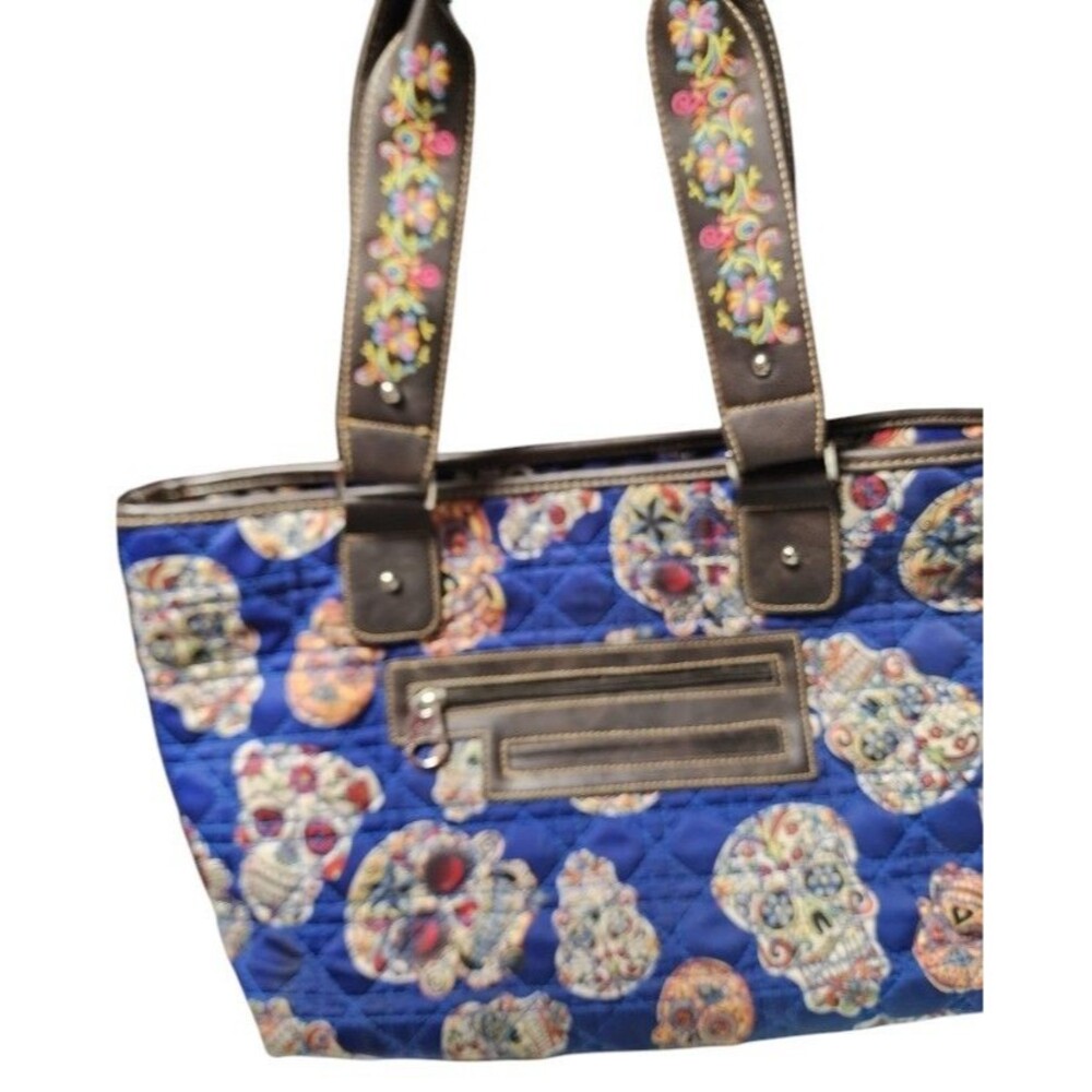 Montana West Sugar Skull Quilted Embellished Tote - Picture 6 of 14